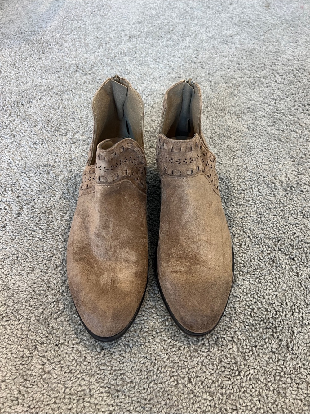 Pierre Dumas Suede Ankle Booties in Taupe